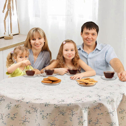 150cm Floral Printed Cotton Linen Round Tablecloth, Washable Fringed Round Table Cloth, Small Round Stain Proof Tablecloth Decorate Used For Dining Table.