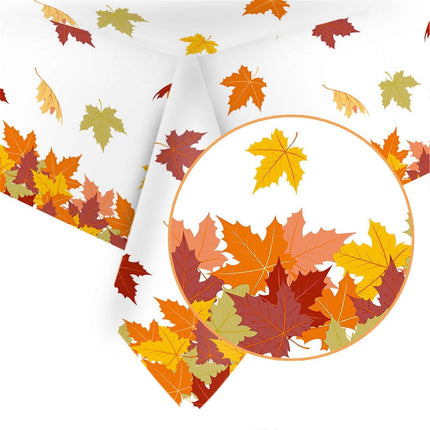 Thanksgiving Tablecloth Maple Leaf Accessories Holiday Party Background Wall Table Decoration 137*274cm.