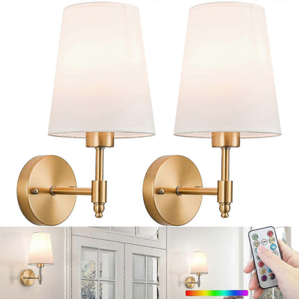Battery Operated Wall Sconces Set of 2, Rechargeable Cordless LED Lights.