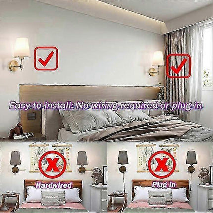 Battery Operated Wall Sconces Set of 2, Rechargeable Cordless LED Lights.