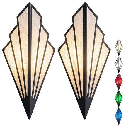 Battery Operated Wall Sconce Set of 2, RGB Wireless Lamp with Remote, Black.