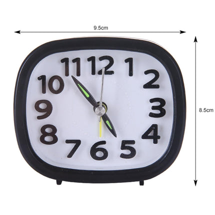 Table Clock Low Noise Multi-functional Round Small Bedside Analog Alarm Clock for Daily Use - White.