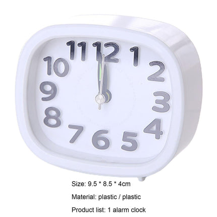 Table Clock Low Noise Multi-functional Round Small Bedside Analog Alarm Clock for Daily Use - White.