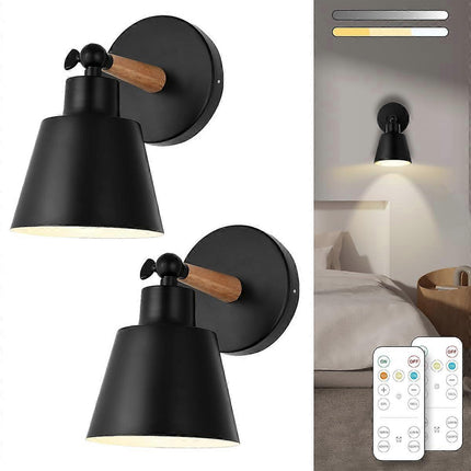 Battery Operated Wall Sconce Set of 2, Wireless LED Light with Remote, Dimmable.