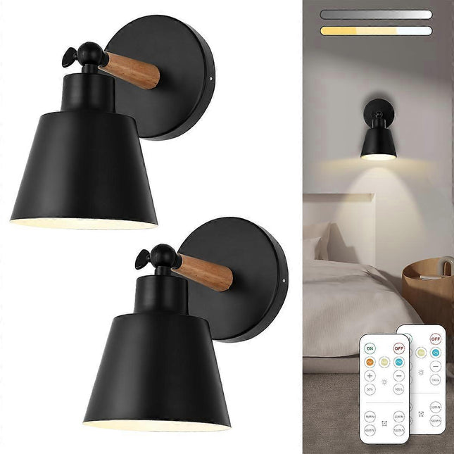Battery Operated Wall Sconce Set of 2, Wireless LED Light with Remote, Dimmable.