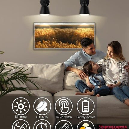 Battery Operated Wall Sconce Set of 2, Wireless LED Light with Remote, Dimmable.