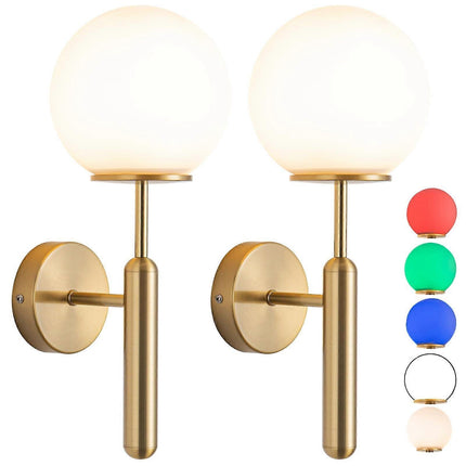 Battery Operated Wall Sconce Set of 2, Wireless Remote Dimmable LED, Gold Fabric Shade.