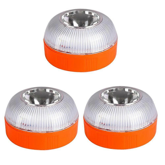 V16 Emergency LED Warning Lights 3PCS, White & Yellow Traffic Security Lamp.
