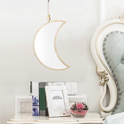 Moon Shape Mirror Decor for Bedroom-Natural.