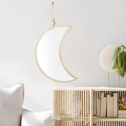 Moon Shape Mirror Decor for Bedroom-Natural.