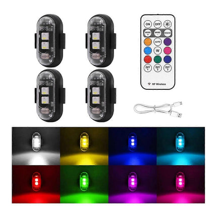 Wireless LED Strobe Lights 4PCS with Remote, 8 Colors USB Rechargeable Waterproof.