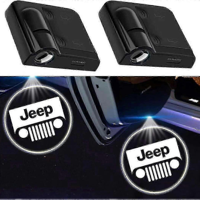 Wireless Car Door LED Logo Projector Lights 2PCS, Universal Courtesy Door Lamp.