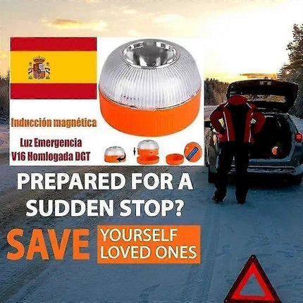 V16 Homologated Emergency Beacon Light, Rechargeable LED Warning Lamp.