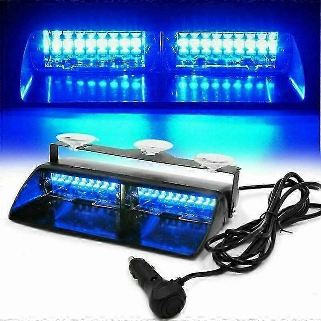Blue LED Strobe Warning Light, 16 LED Waterproof 12V-24V Emergency Flash Lamp.