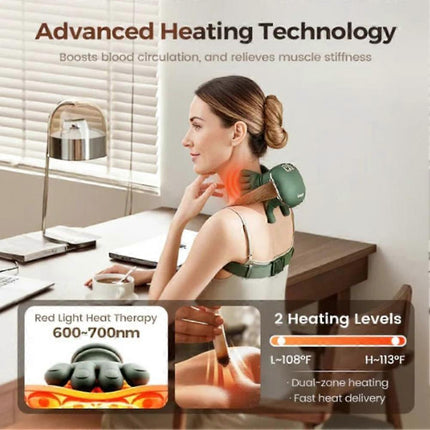 Shoulder & Neck Massager with Heat Therapy, Muscle Relief for Office Breaks.