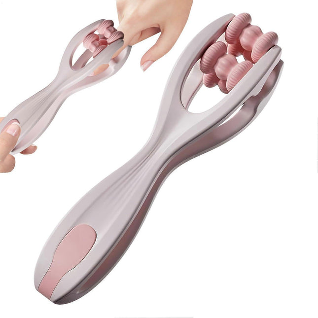 Hand Massage Roller Double Ball Design, Pink Hand Massager Tool.
