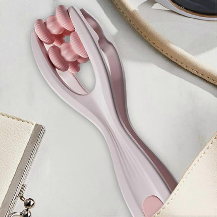 Hand Massage Roller Double Ball Design, Pink Hand Massager Tool.