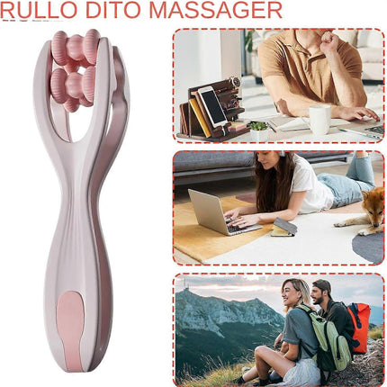 Hand Massage Roller Double Ball Design, Pink Hand Massager Tool.