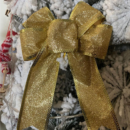 10Pcs Christmas Bows Party Supplies-Golden.