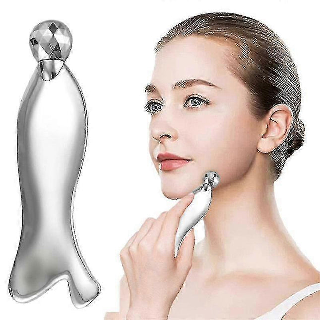 Portable 3D Alloy Fish-Shaped Roller Guasha Tool, Body Massage Device - M.