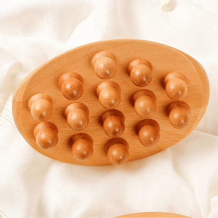 Wooden Body Massage Brush with Beads, Muscle Relaxation Meridian Guasha Tool.