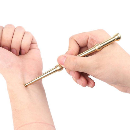 Brass Face & Eye Reflexology Massage Pen, Ear Acupoint Guasha Detecting Stick (1pc).