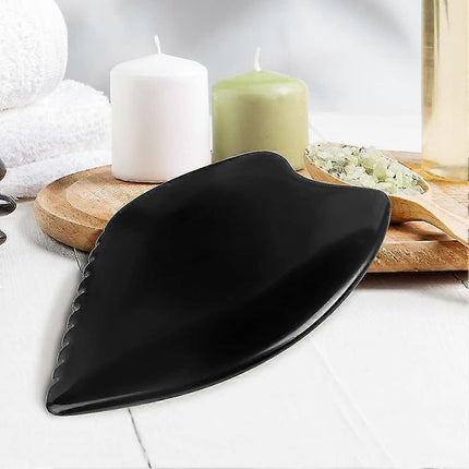 Bian Stone Facial Guasha Comb, Face Massage Scraping Tool, Black (1pc).