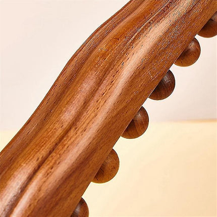 Wooden 20-Bead Guasha Scraping Stick, Body Meridian Massage Wand for Muscle Relief.