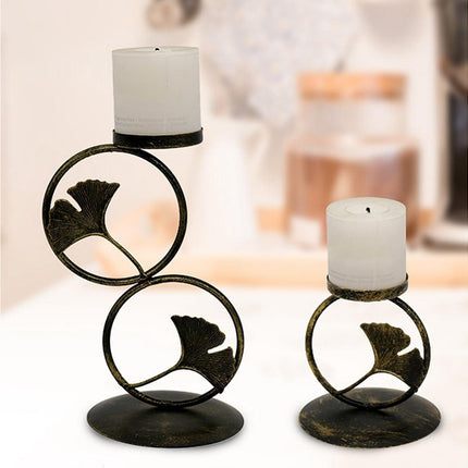 Nordic Retro Golden Candlestick Candle Holder Romantic Wedding Props Ornaments-Black L.