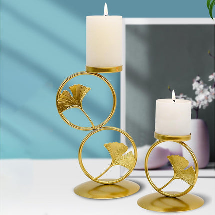 Nordic Retro Golden Candlestick Candle Holder Romantic Wedding Props Ornaments-Black L.