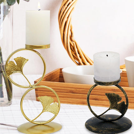 Nordic Retro Golden Candlestick Candle Holder Romantic Wedding Props Ornaments-Black L.