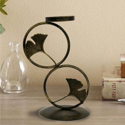 Nordic Retro Golden Candlestick Candle Holder Romantic Wedding Props Ornaments-Black L.