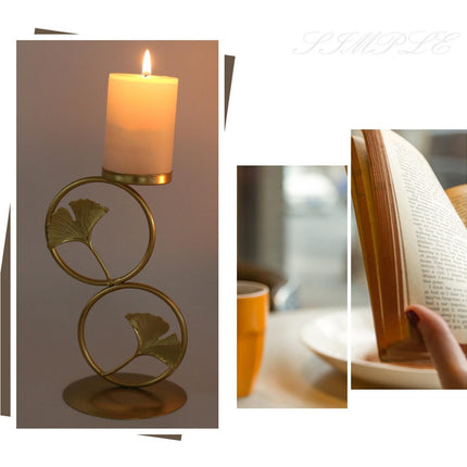 Nordic Retro Golden Candlestick Candle Holder Romantic Wedding Props Ornaments-Black L.