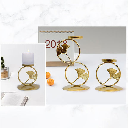 Nordic Retro Golden Candlestick Candle Holder Romantic Wedding Props Ornaments-Black L.