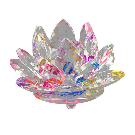 Artificial Quartz Crystal Lotus Flower Figurine Wedding Party Decor Souvenir-Colorful.