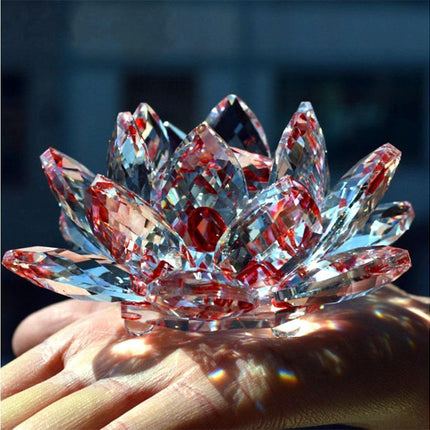 Artificial Quartz Crystal Lotus Flower Figurine Wedding Party Decor Souvenir-Colorful.