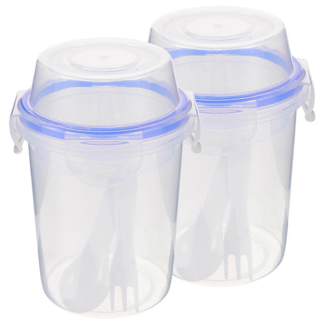 2pcs Double Layer Overnight Oats Containers Breakfast Salad Cups Leakproof.