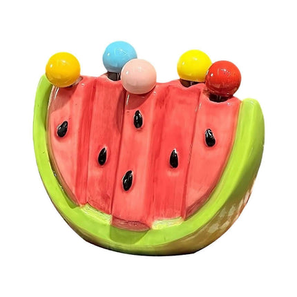 5pcs Fruit Forks with Ceramic Storage Jar Dessert Forks for Salad Picnic Party.