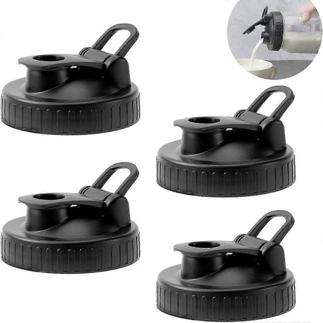 4 Pack Pour Spout Lids for Wide Mouth Mason Jars Flip Tops for Salad Dressings.