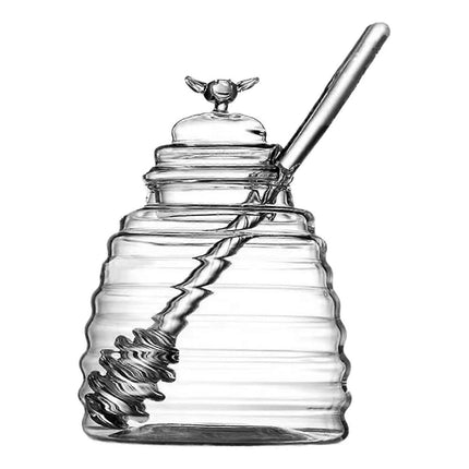Honey Dispenser with Storage Jar Transparent Container for Syrup & Salad Dressing.