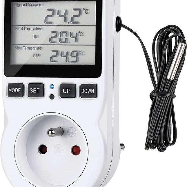Heating Thermostat Socket Timer with Sensor LCD Display for Aquarium Greenhouse Incubator.