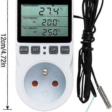 Heating Thermostat Socket Timer with Sensor LCD Display for Aquarium Greenhouse Incubator.