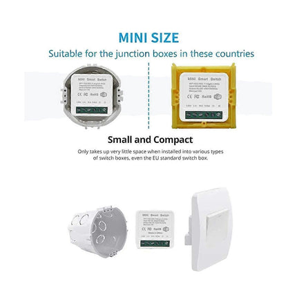 Mini Smart WiFi Relay Switch DIY Timer Light Control Module Compatible with Smart Life App.