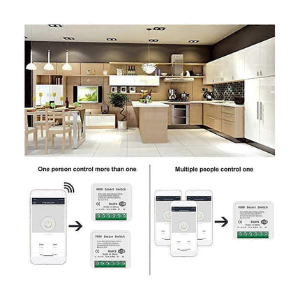 Mini Smart WiFi Relay Switch DIY Timer Light Control Module Compatible with Smart Life App.