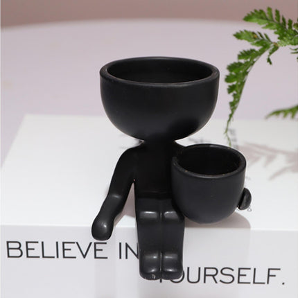 Glazed Flower Vase Simple Shatterproof Humanoid Design Flower Container Gardening Tools- 4.