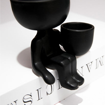 Glazed Flower Vase Simple Shatterproof Humanoid Design Flower Container Gardening Tools- 4.