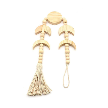Wall Pendant Decorative Nordic Style Moon Sun Design Handmade Wall Hanging Decor for Dorm-Beige.