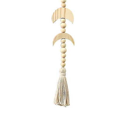 Wall Pendant Decorative Nordic Style Moon Sun Design Handmade Wall Hanging Decor for Dorm-Beige.