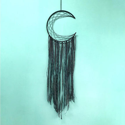 Hollow Round Moon Shape Tassel Dream Catcher Hanging Pendant Home Bedroom Decor- B.