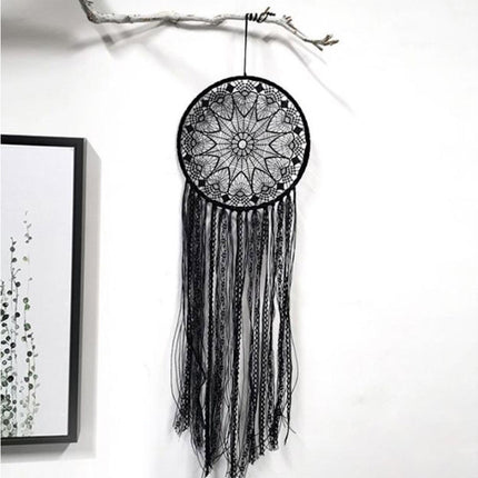 Hollow Round Moon Shape Tassel Dream Catcher Hanging Pendant Home Bedroom Decor- B.